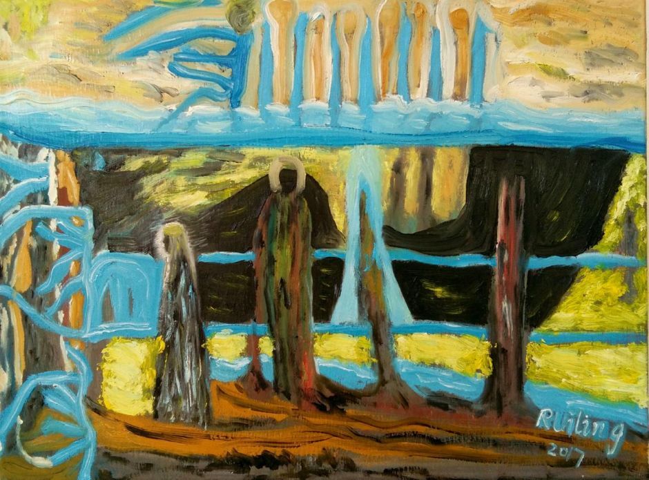 《镜像》油画,布面,50×60cm,2017
