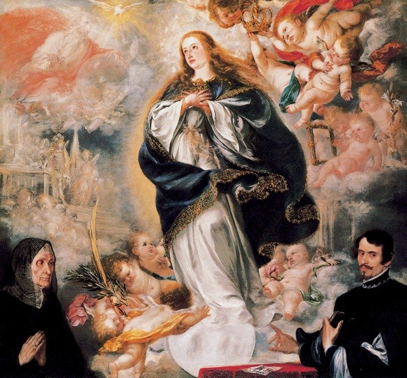 名画鉴赏:圣母玛利亚的怀胎 西班牙 莱亚尔 布上油画