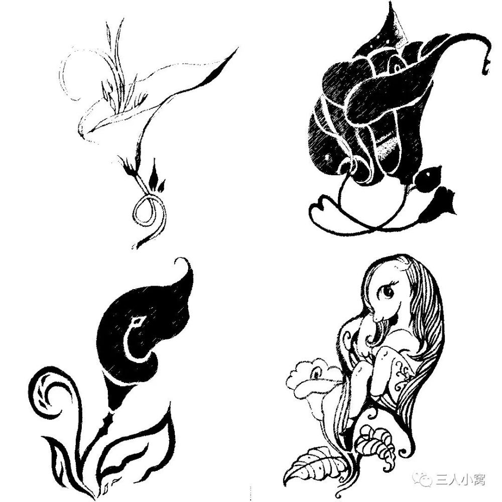 马蹄莲,芍药花单独纹样设计            作品:花卉单独纹样,适合纹样