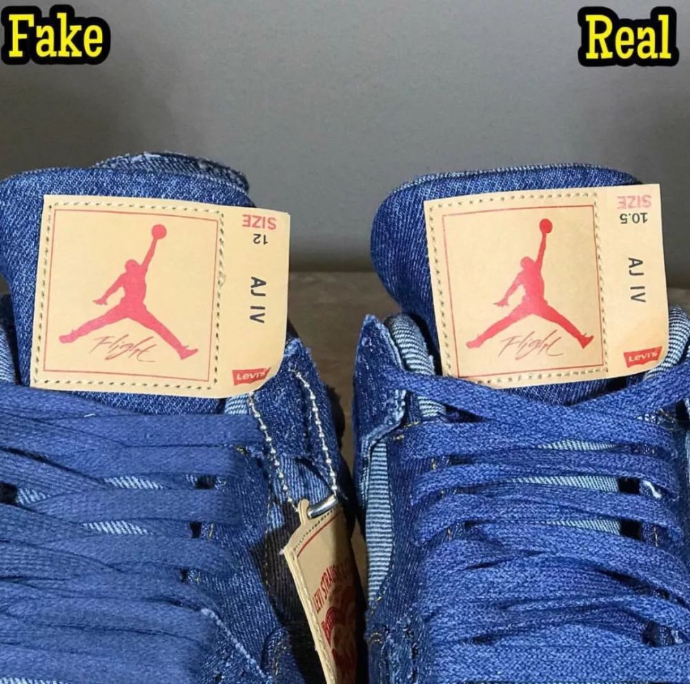 jordan 4 levis fake vs real