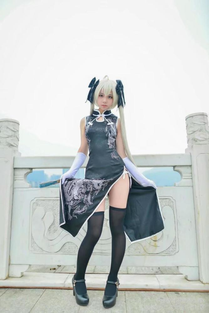 Jkcosplay穹妹美腿,cosplay少女下限创可贴 穹妹黑丝黑旗袍cosplay 性感美腿