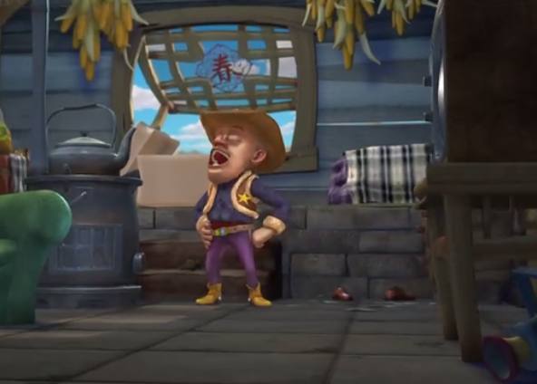 光头强化身西部牛仔勇斗歹徒,好酷啊!