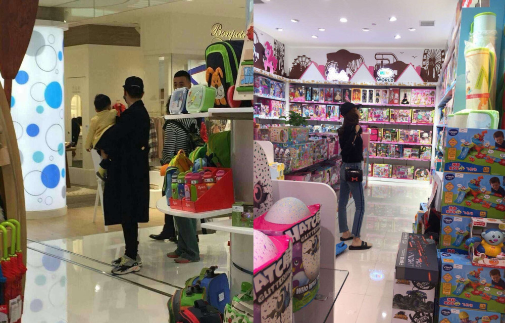 真甜!baby和黄晓明带着小海绵去挑选玩具