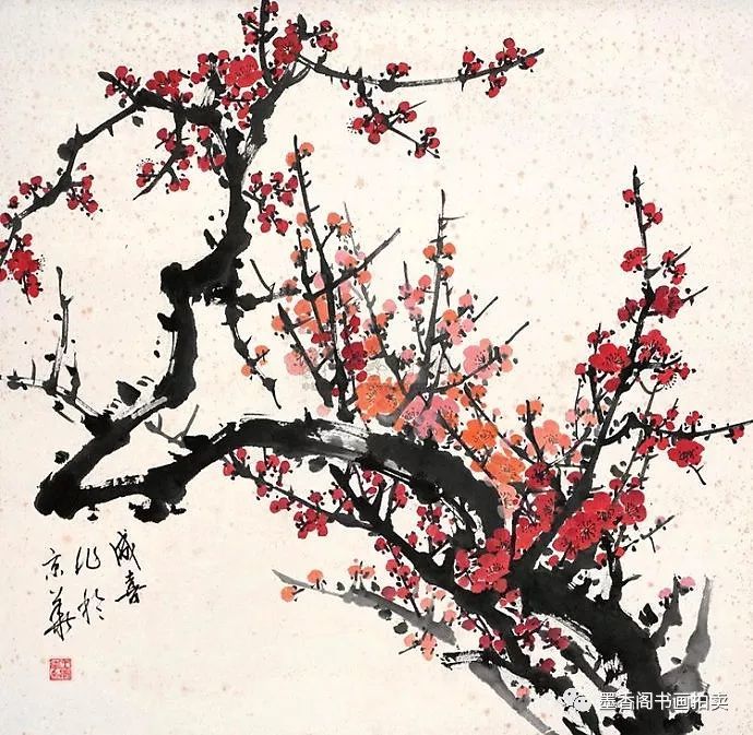 "红梅迎春"—画梅名家王成喜梅花作品欣赏
