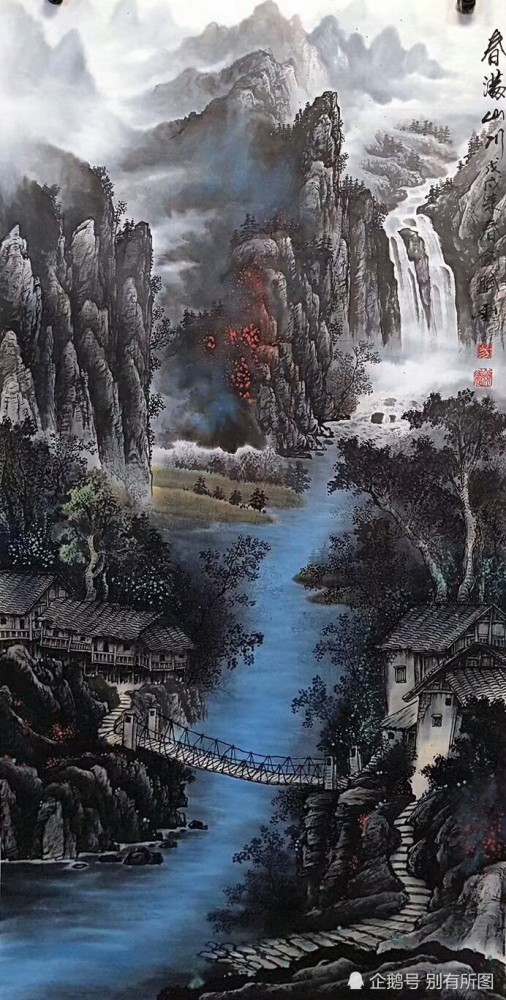 多彩多姿的国画山水画,春,夏,秋,冬,看看有几种风格山水画