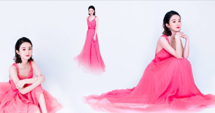 被说显老气之后赵丽颖穿粉红色裙子,这才是符