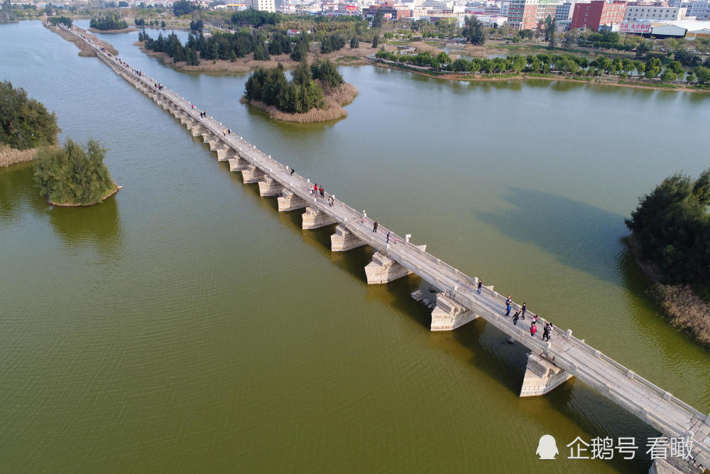 航拍安平桥,800多年前它曾是世界最长的跨海大桥,如今成了内湖桥