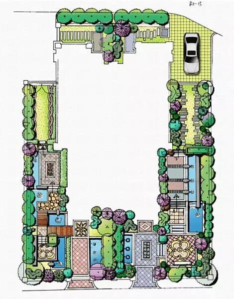手绘别墅庭院设计图,你值得拥有!
