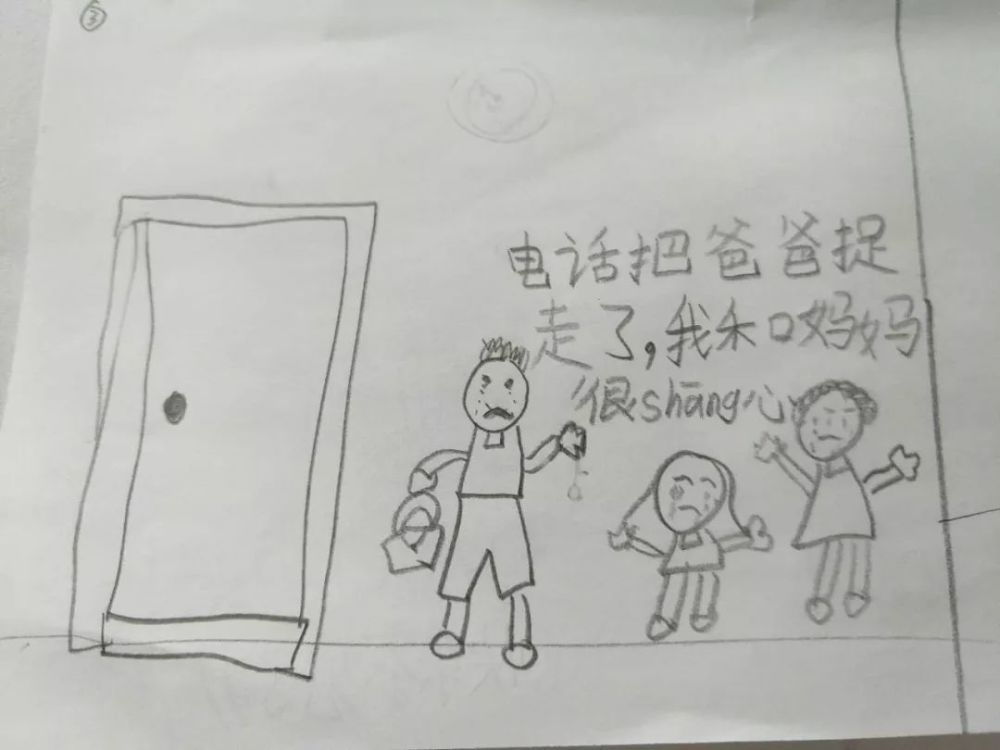 ③ 电话把爸爸捉走了,我和妈妈很 shāng(伤)心.
