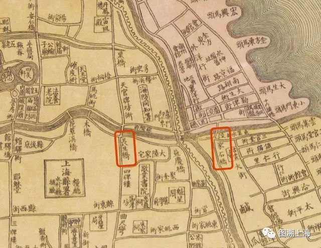 1884年《上海县城厢租界全图》方浜东段局部