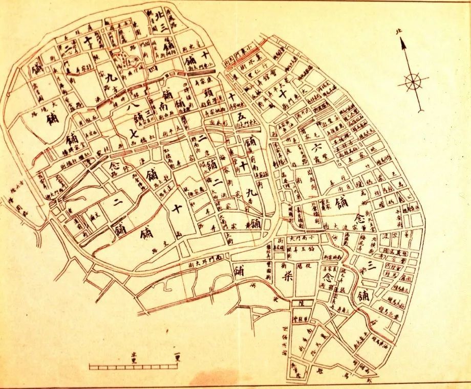 20世纪20年代上海老地图中标注的十六铺地区位置及其他各"铺"区域