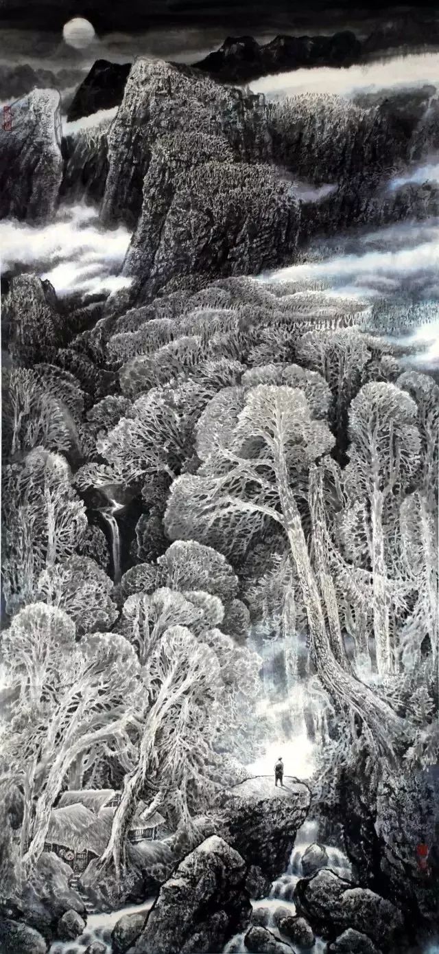 关山雪山水画作品欣赏