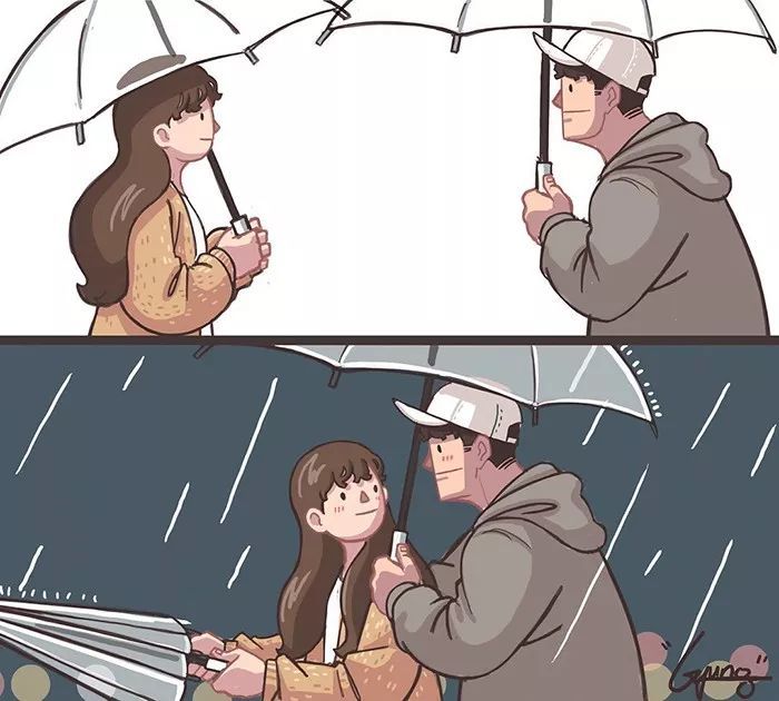 雨天打两把伞太浪费了 只想和你撑同一把伞