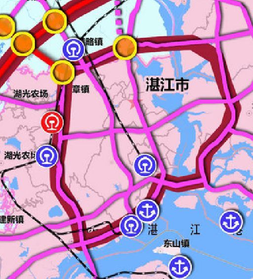 湛江人将进入 市区环 包括325国道,疏港大道,官南大道, 霞山-南三岛