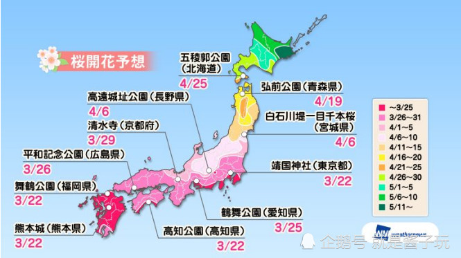 想到日本赏樱花 2018年日本全国樱花开花预测汇总 看点快报