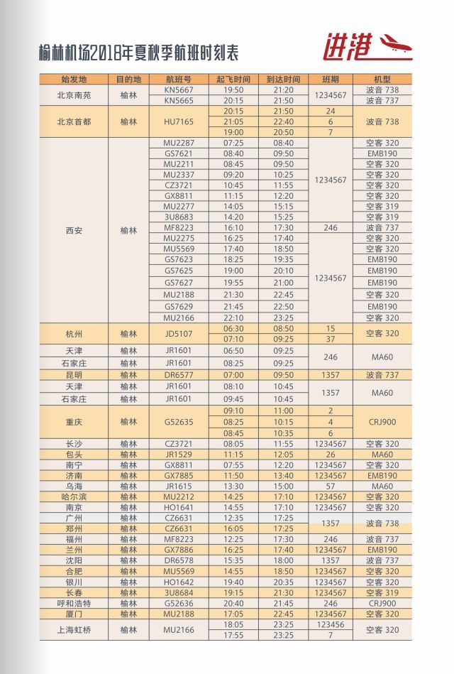 榆林机场换季新增航线 这些地方任性畅游