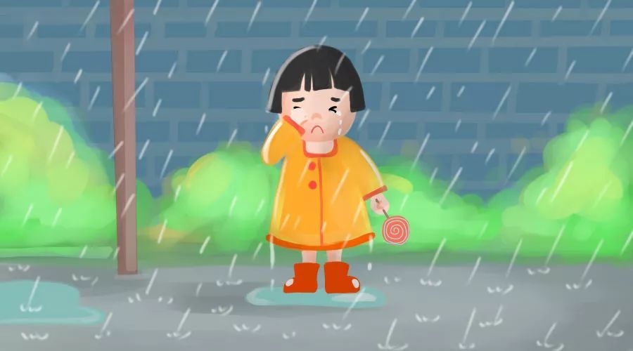 可此时一名年约四五岁的小女孩小岚岚 却独自在雨中哭泣