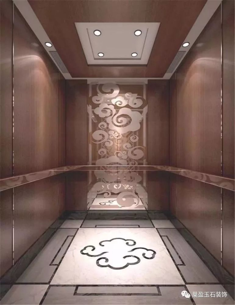 电梯间地面的大理石拼花应用