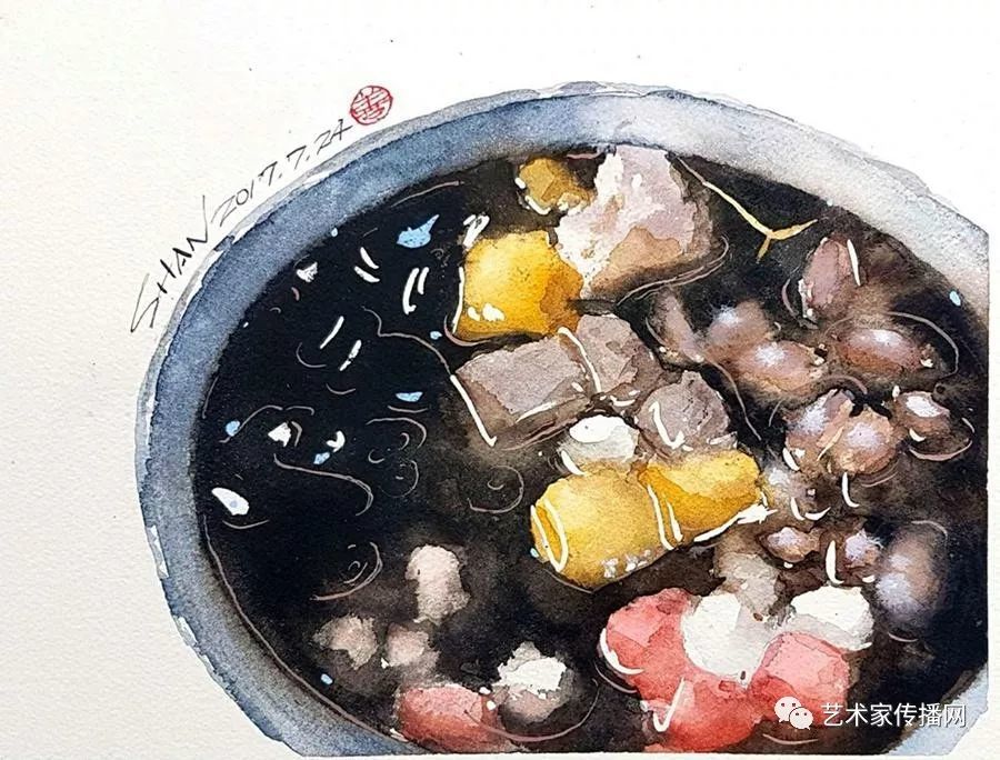 他用水彩画舌尖上的中国100张美食小画,惊艳了大半个中国