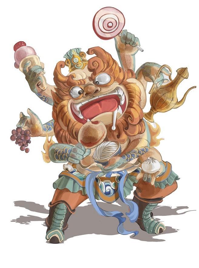 上古神兽狻猊,龙生九子之一,火眼如电,一首两身,雌雄同体