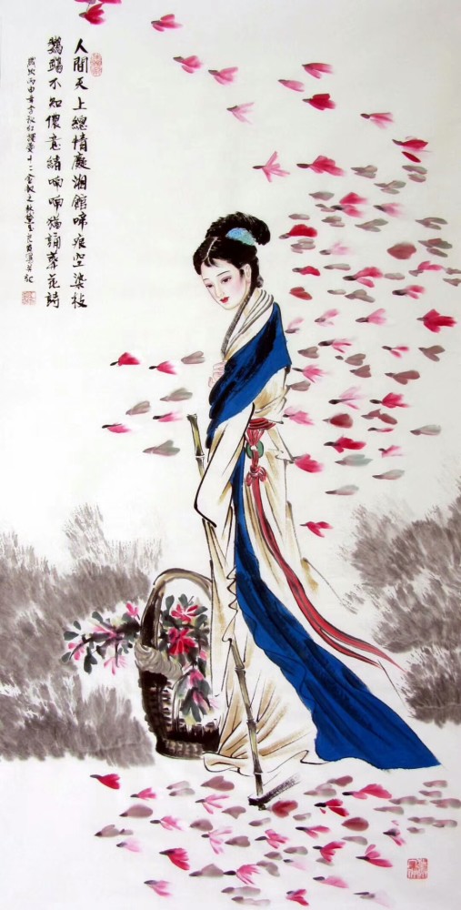 画家莫良友四尺国画人物画十二金钗美女图,惟妙惟肖,美丽动人,难得一