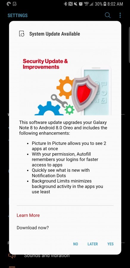 美版三星note8可升级至Android8.0系统