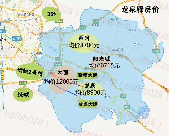 成都3月房价地图:主城区均价14471元/㎡,内附各区170个楼盘价格