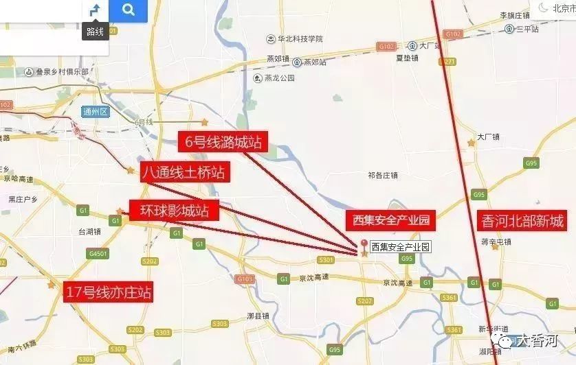 让我们来看看离香河最近的北京地铁,包括在建和已通车线路.