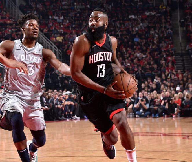 哈登联手大梦垄断火箭季后赛单场得分榜 前十