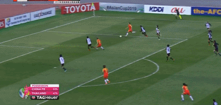 第25分钟,中国队在前场右路获得任意球机会,王霜操刀主罚起左脚射门