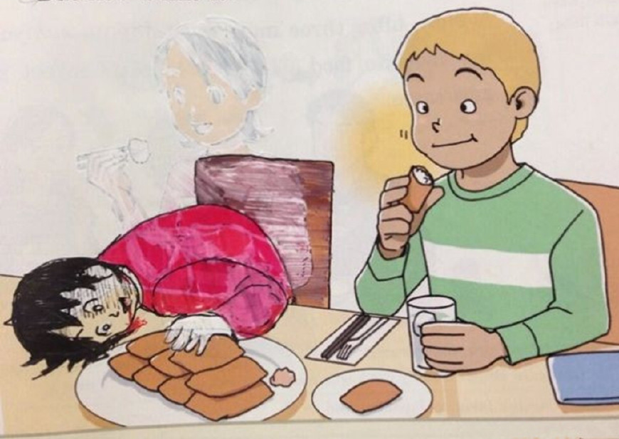 高中生课本涂鸦,古人会飙车,小男孩变丧尸?