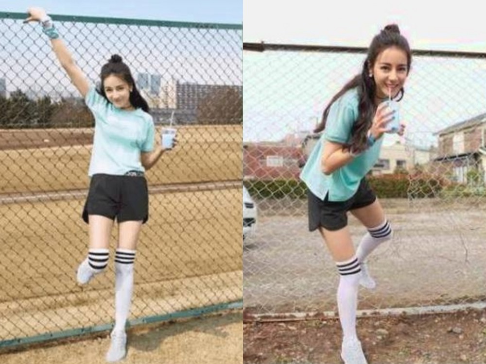 迪丽热巴穿高筒袜,关晓彤穿高筒袜,都不如bab