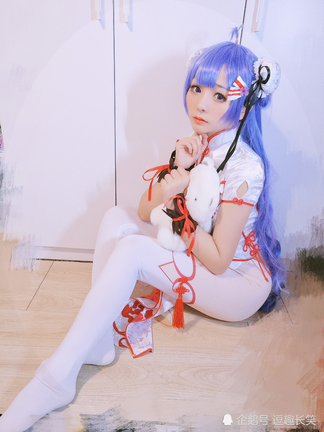 碧蓝航线 独角兽旗袍cosplay 白丝美腿,漂亮的小姐姐