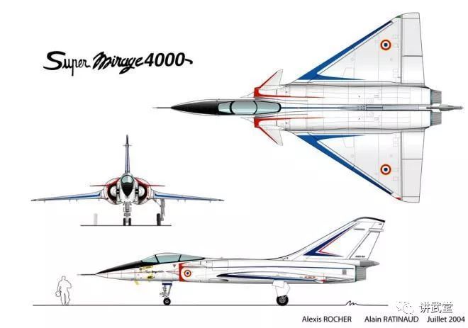 图:幻影4000的三视图,80年代初就首飞了,那是歼-10还没立项呢.