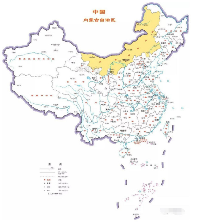 内蒙古在中国的位置,内蒙古各市地图