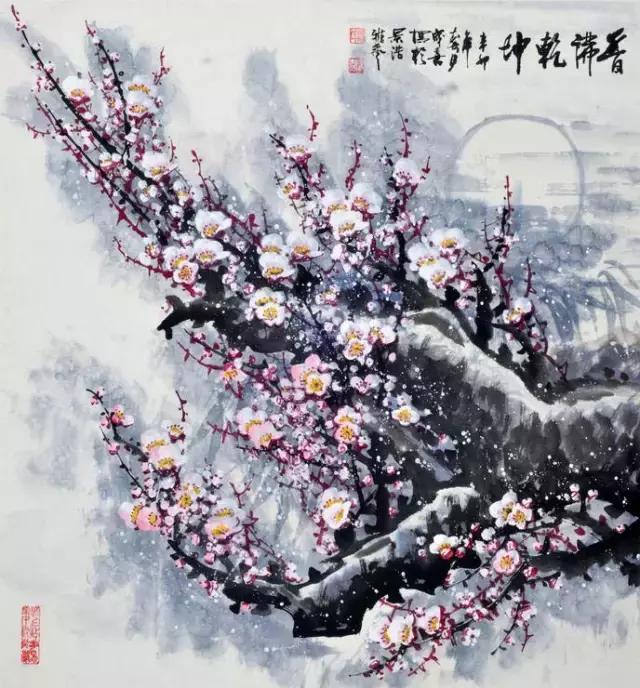 冰雪林中卓此身,冰雪梅花是许多花鸟画名家喜欢的题材之一