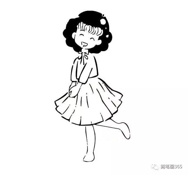 可爱 小女孩线描简笔画〔图〕 小女孩儿童简笔画作品-安静看书的小