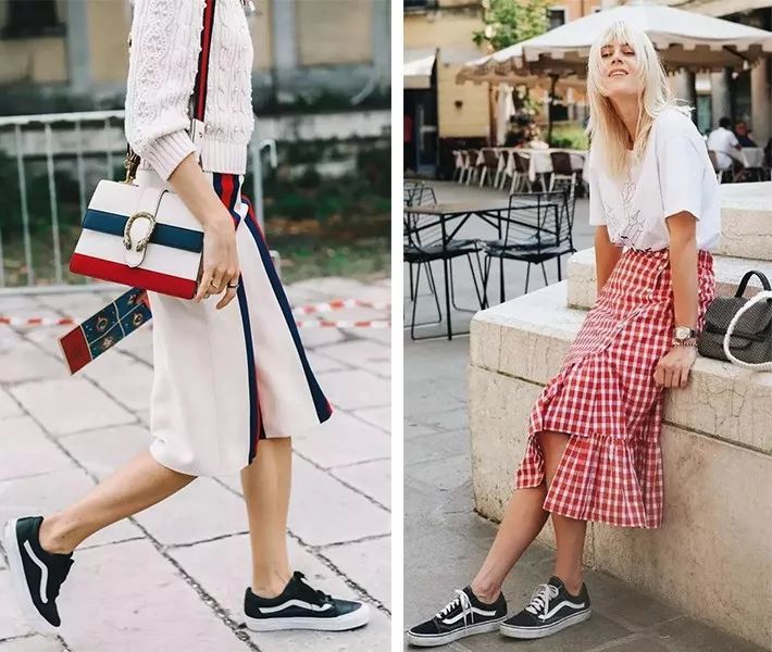 裙子混搭运动鞋 时髦的人都这么穿