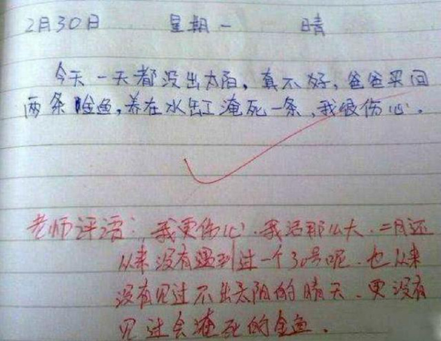 小学生奇葩作文:第二个老师看了沉默,最后一个