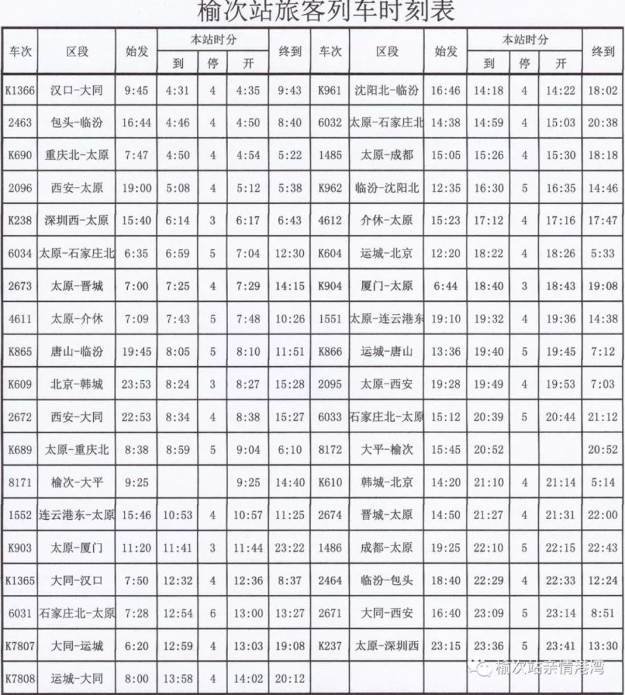 54到13:00开;   (3)大同—运城k7807次调整为12:59到13:03开;   (4)