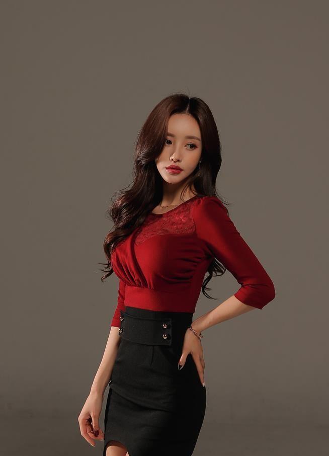 孙允珠东方古韵狐媚胭脂色皱褶衣裙