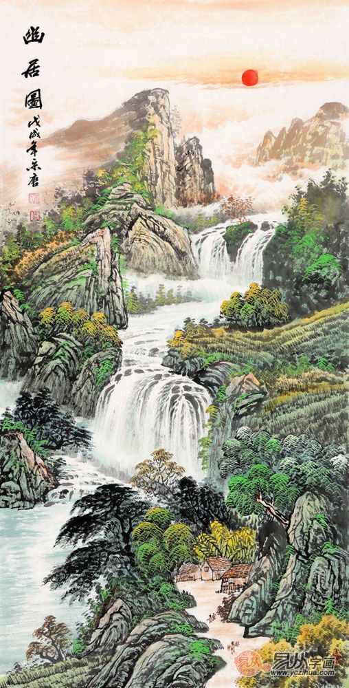 必备风水画 宋唐最新力作竖幅山水画《幽居图》