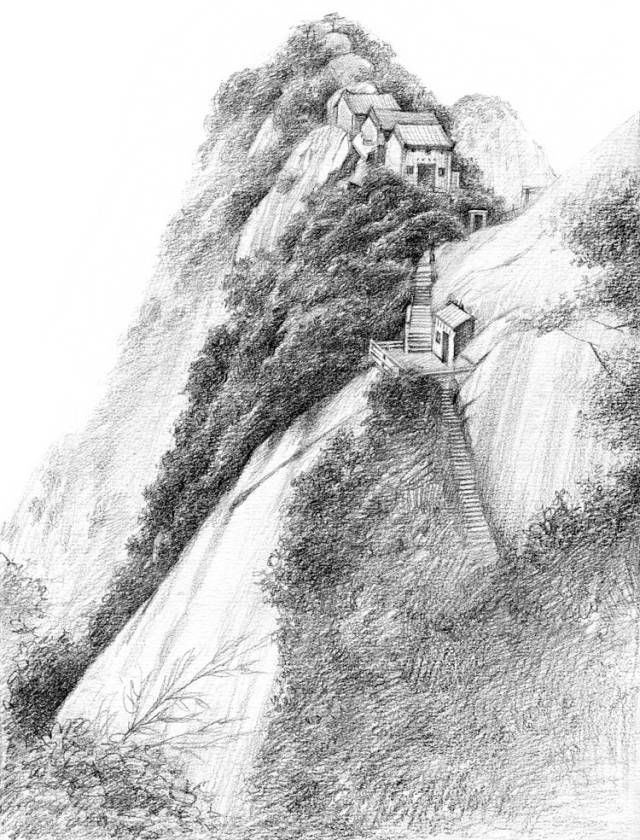素描入门——零基础学风景素描,峻岭小屋的刻画