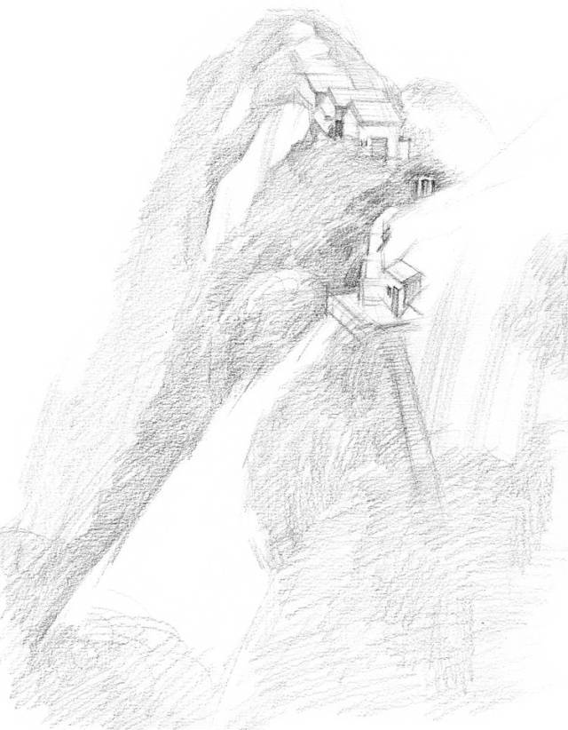 素描入门——零基础学风景素描,峻岭小屋的刻画