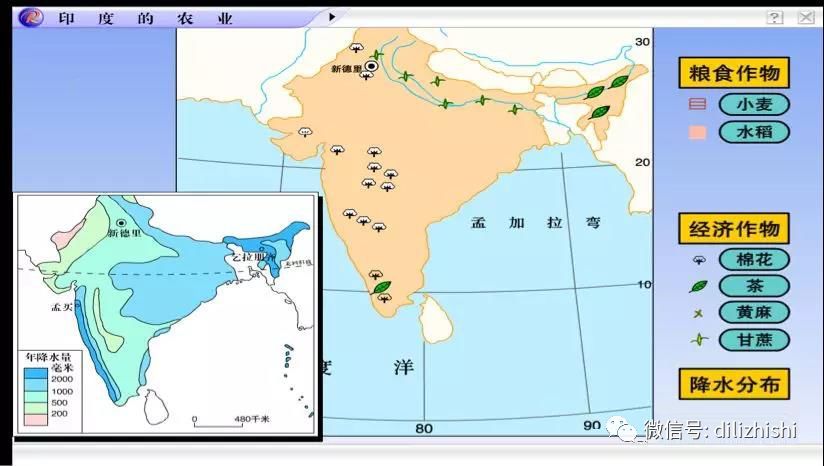 从南亚农作物分布地图上看,南亚茶区的主产国有印度,斯里兰卡和