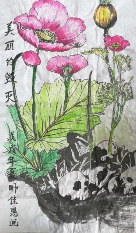 用水彩画之唯美体现拒毒赤心