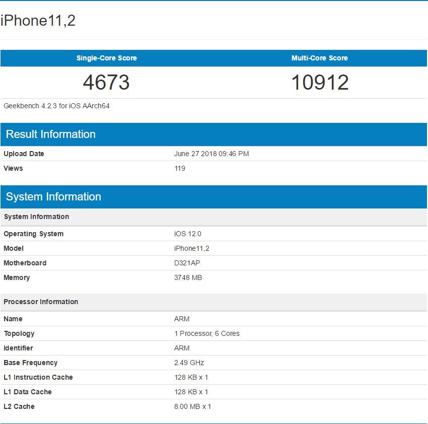 苹果A12处理器跑分曝光 单核分数一骑绝尘