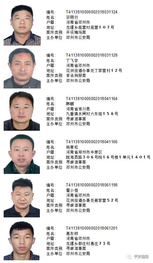 河南警方发布通缉令 市民见到这些人请速报警