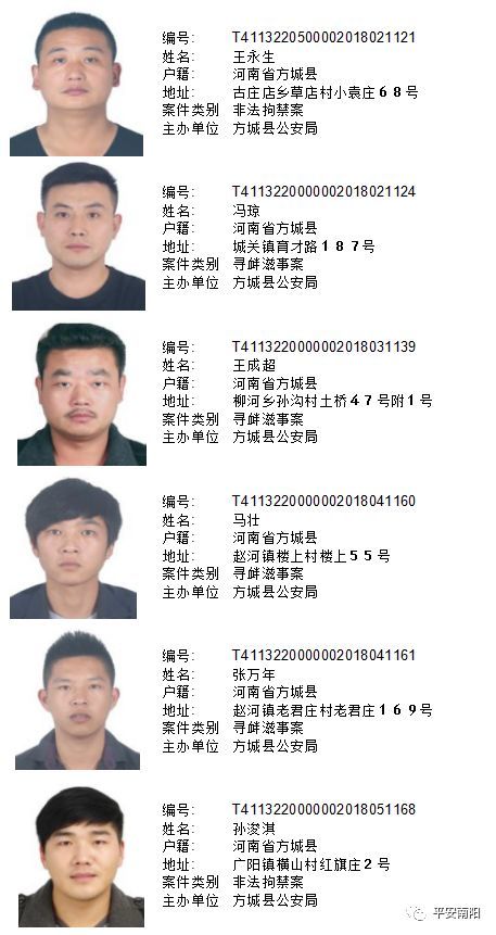 河南警方发布通缉令 市民见到这些人请速报警