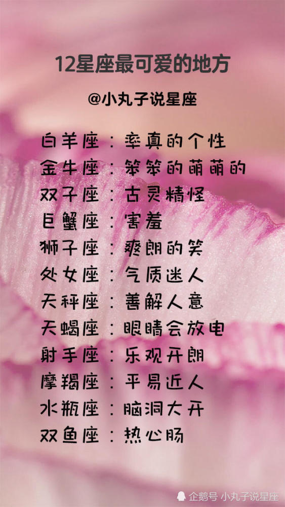 12星座想要亲吻你的表现,12星座最可爱的地方,十二星座幸运物
